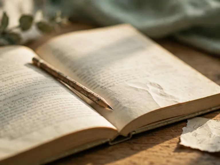 Карандаш и листок для заметок на раскрытой книге